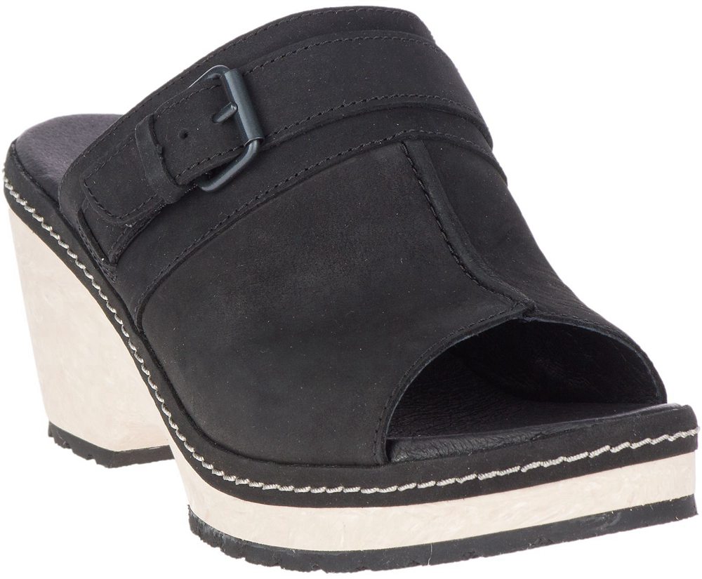Merrell Sandals Black - Halendi Slide - Womens 96HYCUMOZ